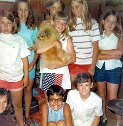 Becky Blue '77, Christy Record, Mandy Smith, Debbie Reed, Alice Fryman, Cindy Taylor '77 Leslie Brannon '78 and Debbie Heard in front 1970