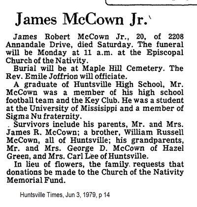 Robert McCown obit