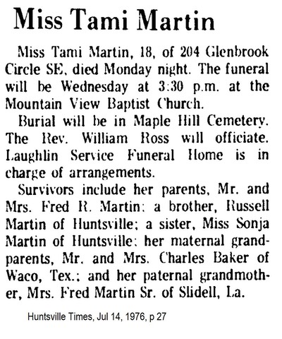 Tami Martin obit