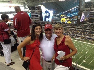 Pam, right, at Bama Michigan game 2012