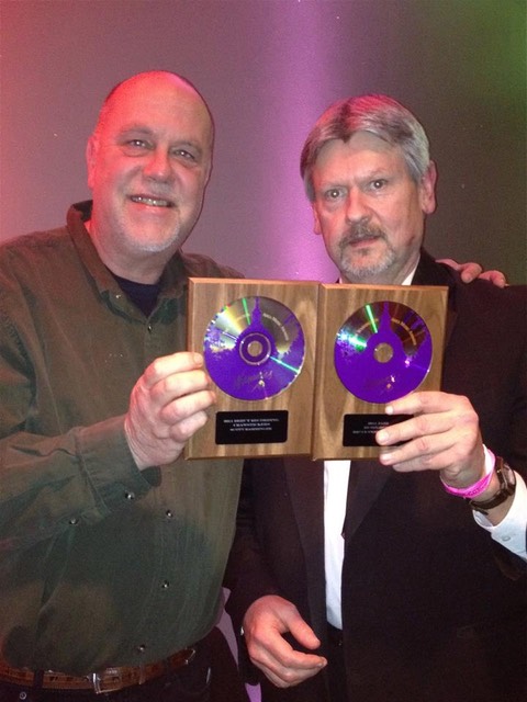 Scott R w, left, with his Wammie award